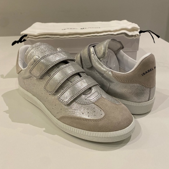 Isabel Marant Beth Sneaker in Metallic Silver Leather sz 39 New in Box - Picture 9 of 9